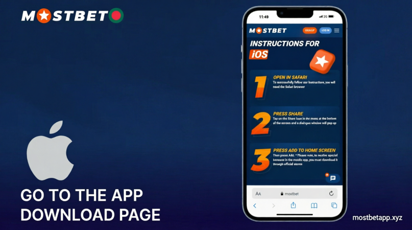 Step 3: Go to the Mostbet app download page on iOS